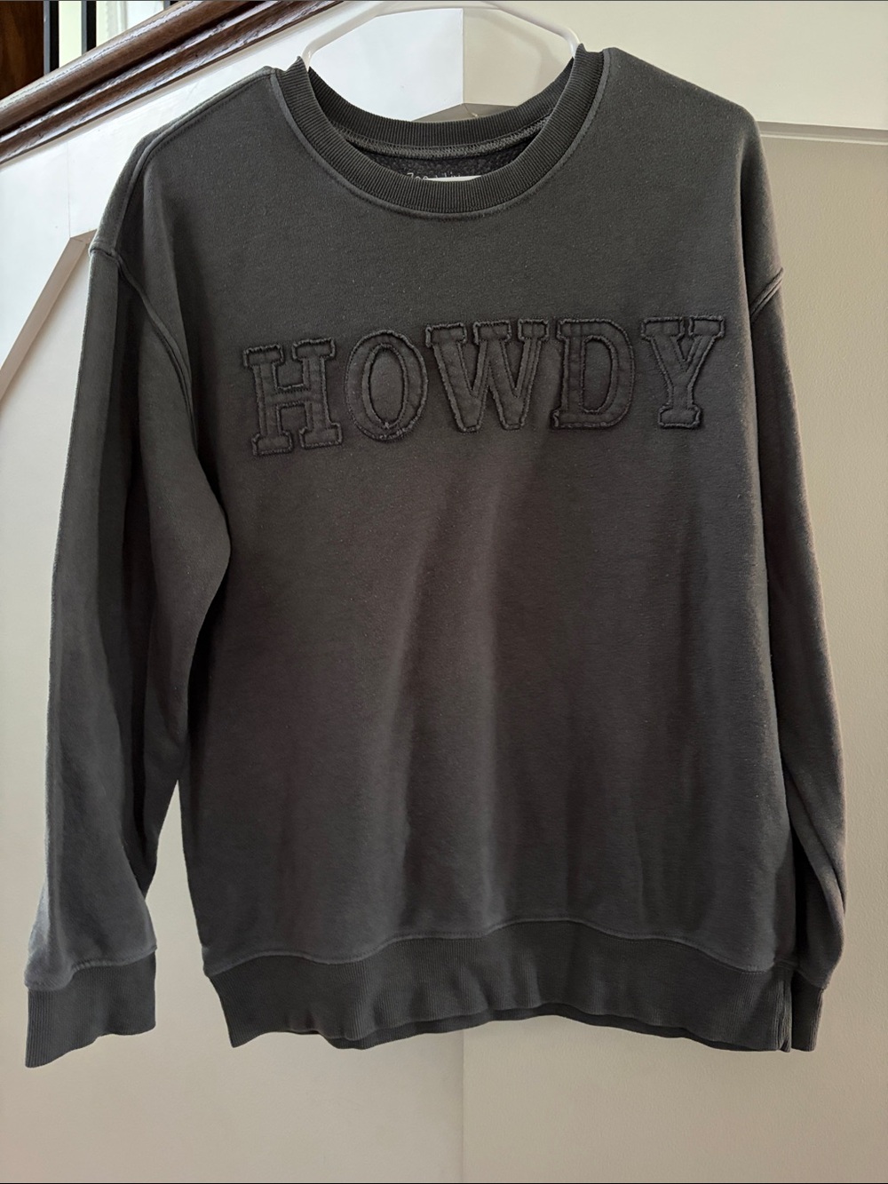 Zoe + Liv Charcoal HOWDY Applique Crewneck Sweatshirt